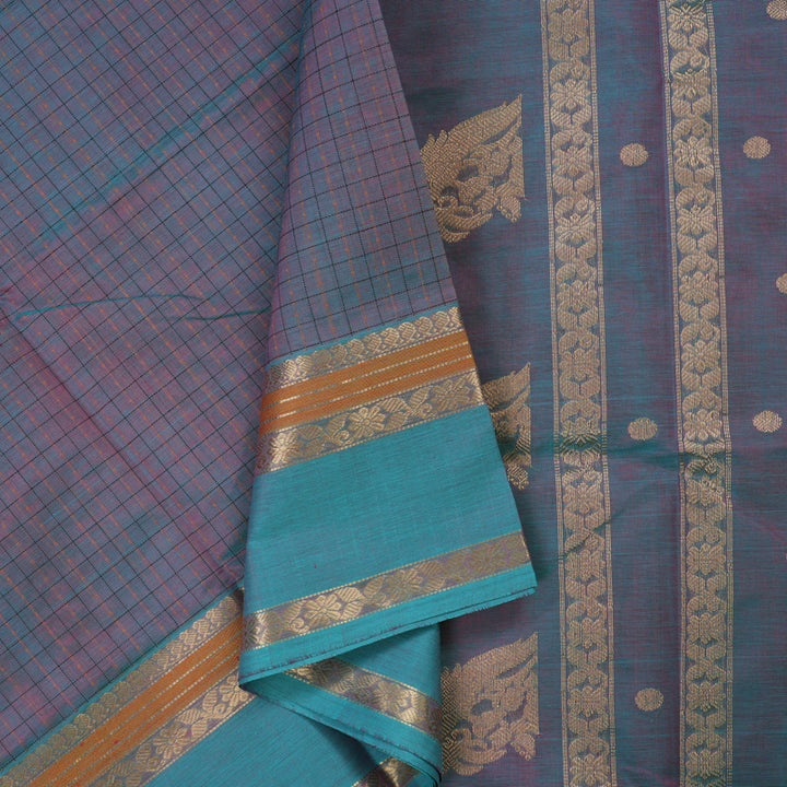 Hayagrivas Dual Tone (Sky Blue & Purple) Pure Kanchi Silk Cotton Saree KBE1390J10-3