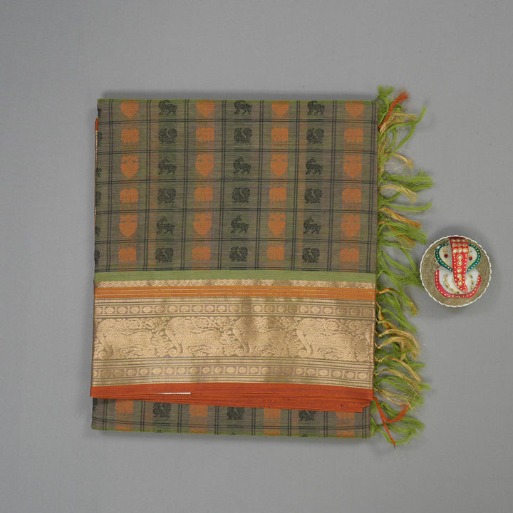 Hayagrivas Light Green Pure Kanchi Silk Cotton Saree KBE1390J10-4