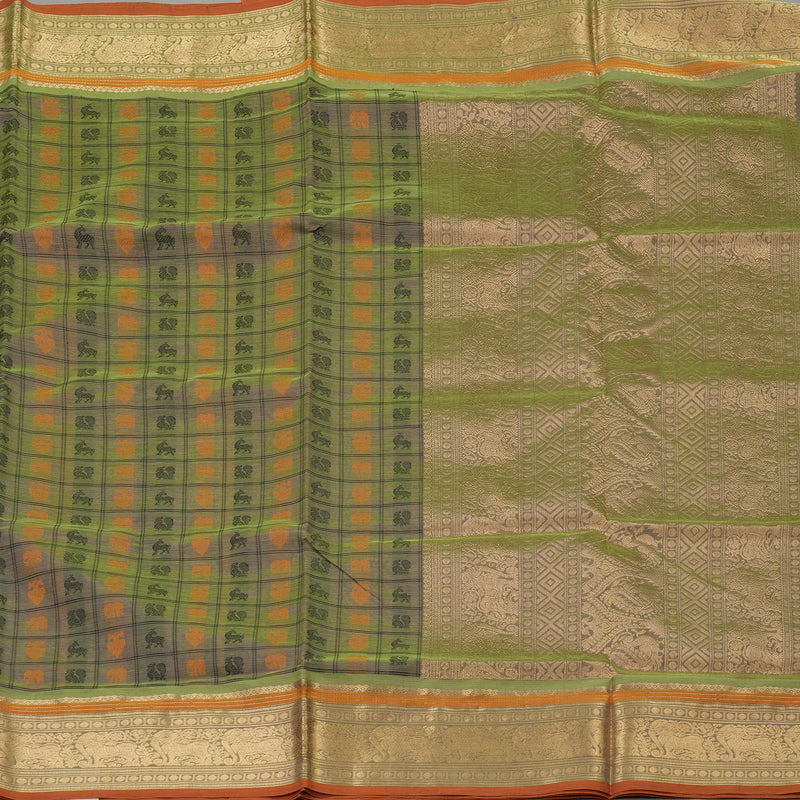 Hayagrivas Light Green Pure Kanchi Silk Cotton Saree KBE1390J10-4