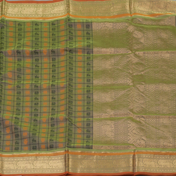 Hayagrivas Light Green Pure Kanchi Silk Cotton Saree KBE1390J10-4