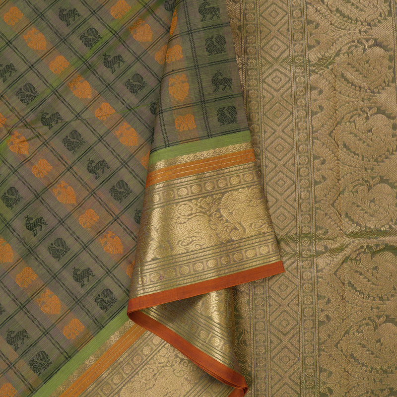 Hayagrivas Light Green Pure Kanchi Silk Cotton Saree KBE1390J10-4