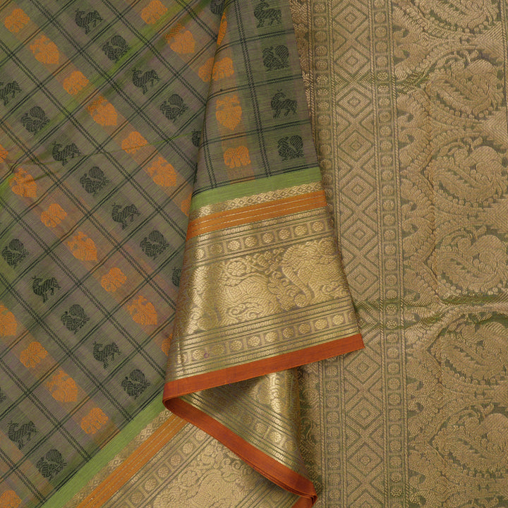 Hayagrivas Light Green Pure Kanchi Silk Cotton Saree KBE1390J10-4