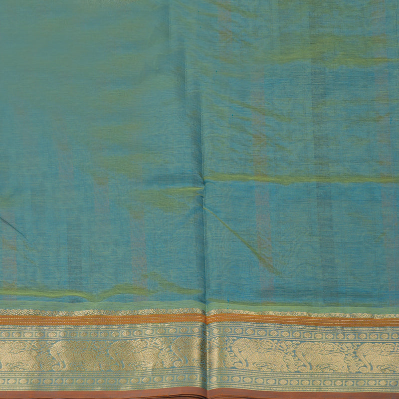 Hayagrivas Dual Tone (Green & Yellow) Pure Kanchi Silk Cotton Saree KBE1390J10-5