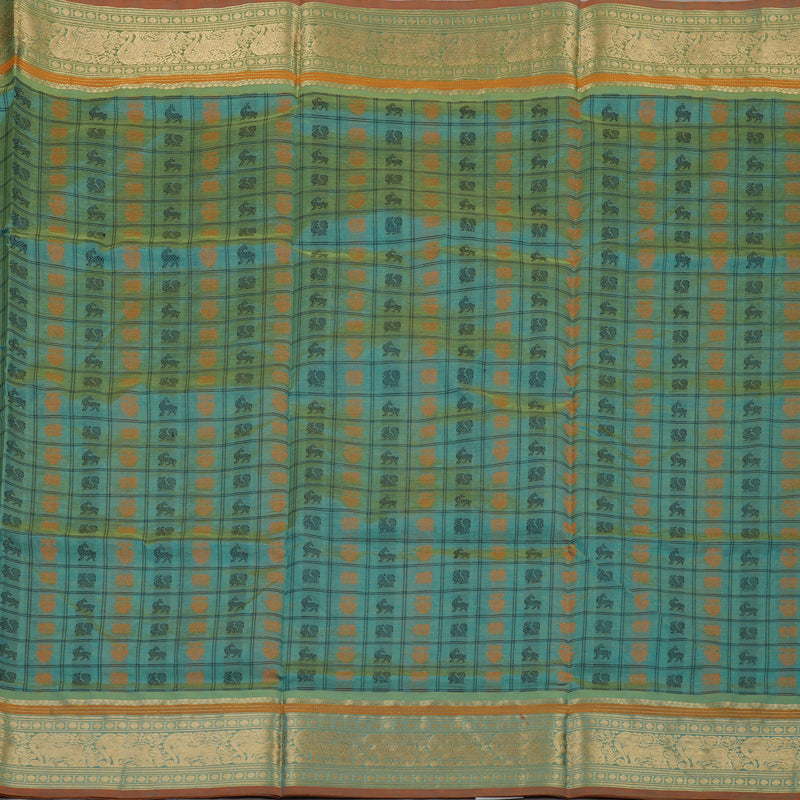 Hayagrivas Handloom Dual Toned Yellow & Green Pure Silk Cotton Saree KBE1390J10-7