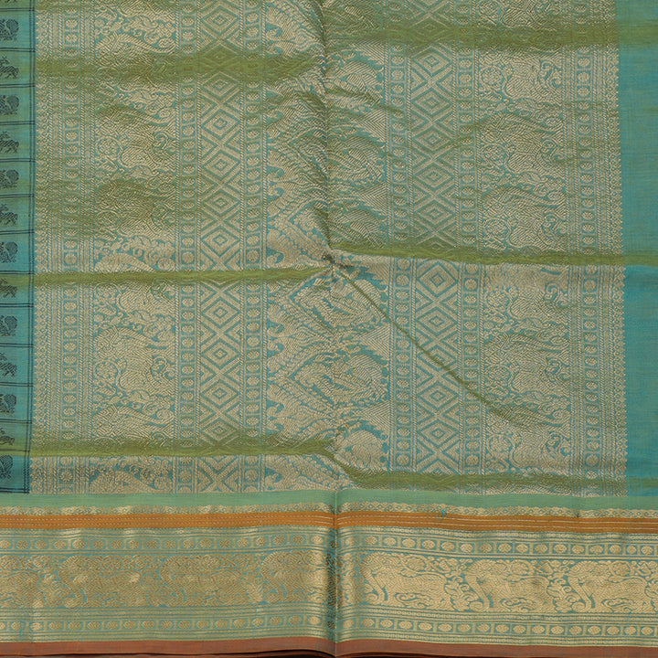 Hayagrivas Handloom Dual Toned Yellow & Green Pure Silk Cotton Saree KBE1390J10-7