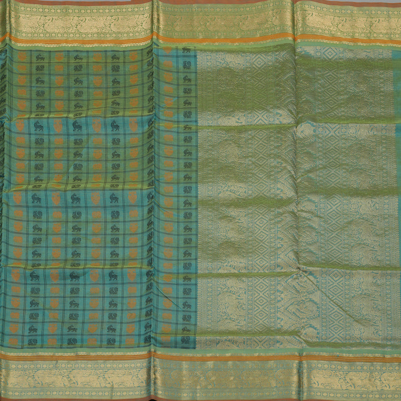 Hayagrivas Handloom Dual Toned Yellow & Green Pure Silk Cotton Saree KBE1390J10-7
