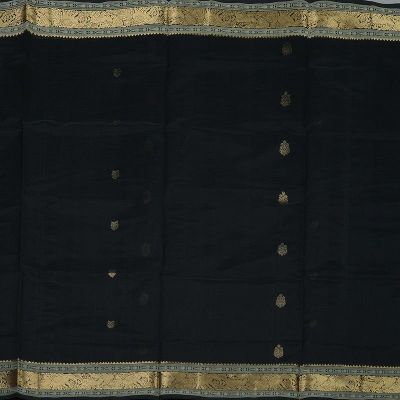 Hayagrivas Handloom Black Pure Silk Cotton Saree KBE1390J5-19