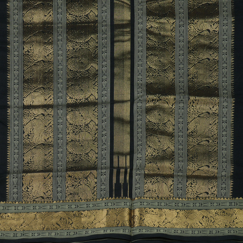 Hayagrivas Handloom Black Pure Silk Cotton Saree KBE1390J5-19