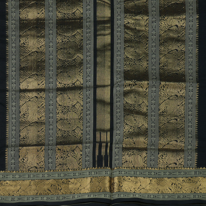 Hayagrivas Handloom Black Pure Silk Cotton Saree KBE1390J5-19