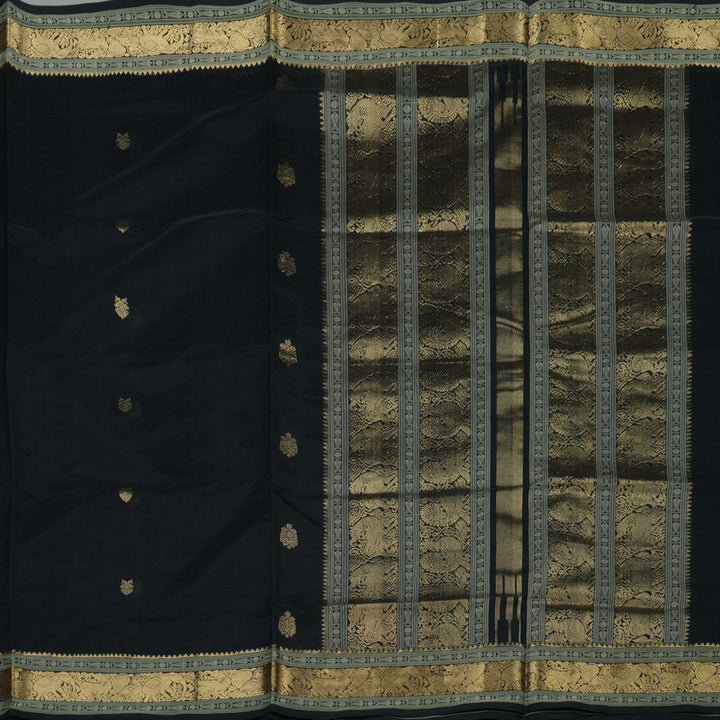 Hayagrivas Handloom Black Pure Silk Cotton Saree KBE1390J5-19