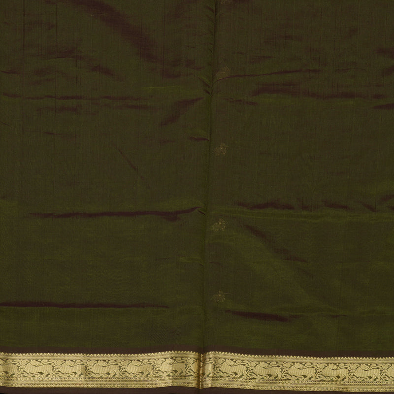 Hayagrivas Handloom Pure Silk Cotton Saree in Mehandi Green adorned with Deer motif KBE1390J5-5