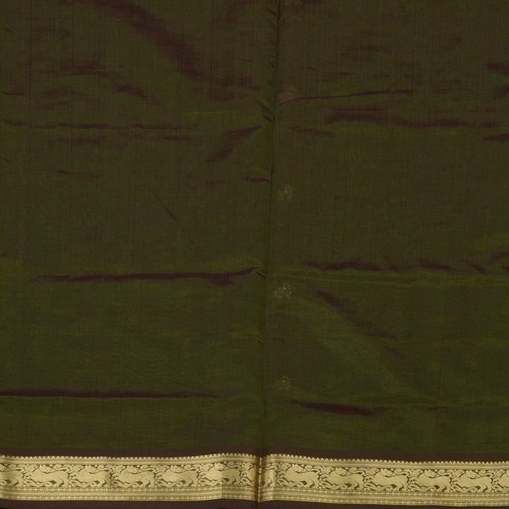 Hayagrivas Handloom Pure Silk Cotton Saree in Mehandi Green adorned with Deer motif KBE1390J5-5