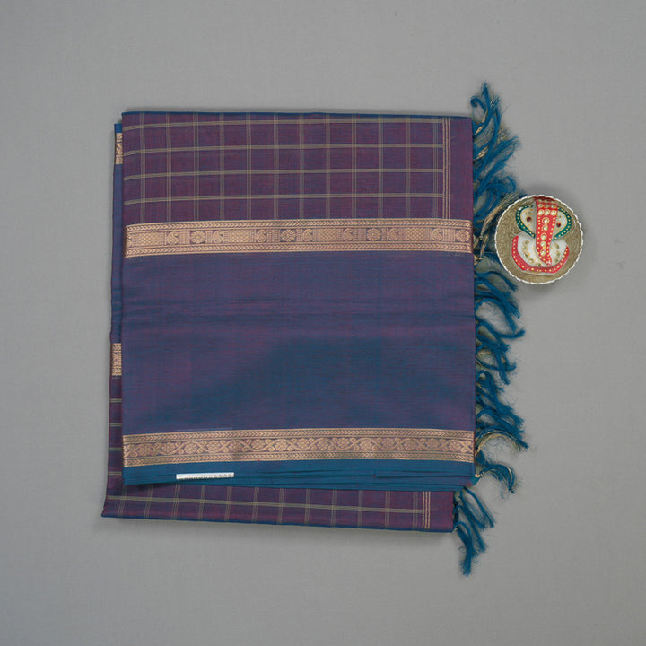 Hayagrivas Dual Toned Blue & Purple Kanchi Silk Cotton Saree KBE1390J7-7