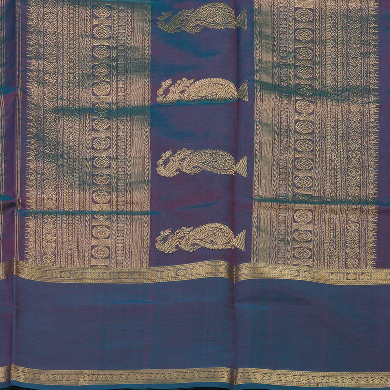 Hayagrivas Dual Toned Blue & Purple Kanchi Silk Cotton Saree KBE1390J7-7