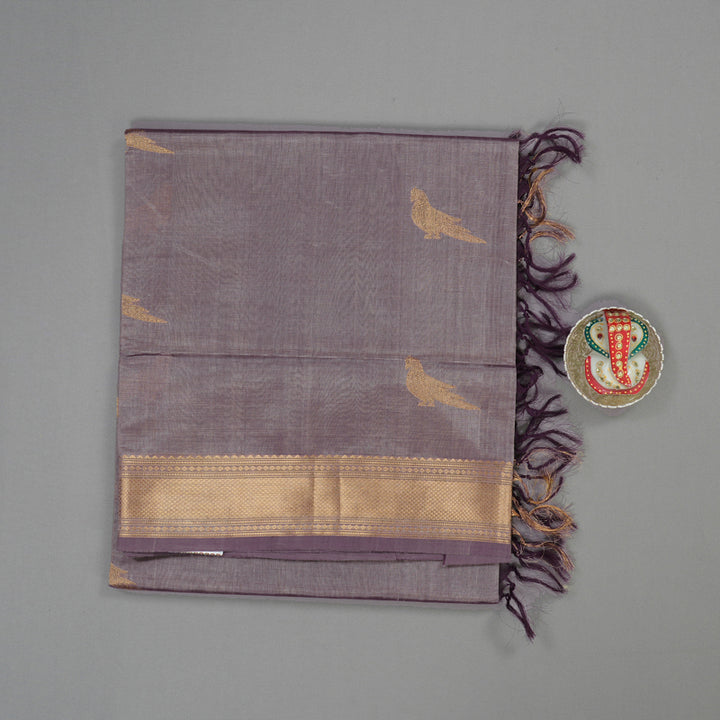 Hayagrivas Dual Tone (Purple & Grey) Pure Kanchi Silk Cotton Saree KBE1390J8-4