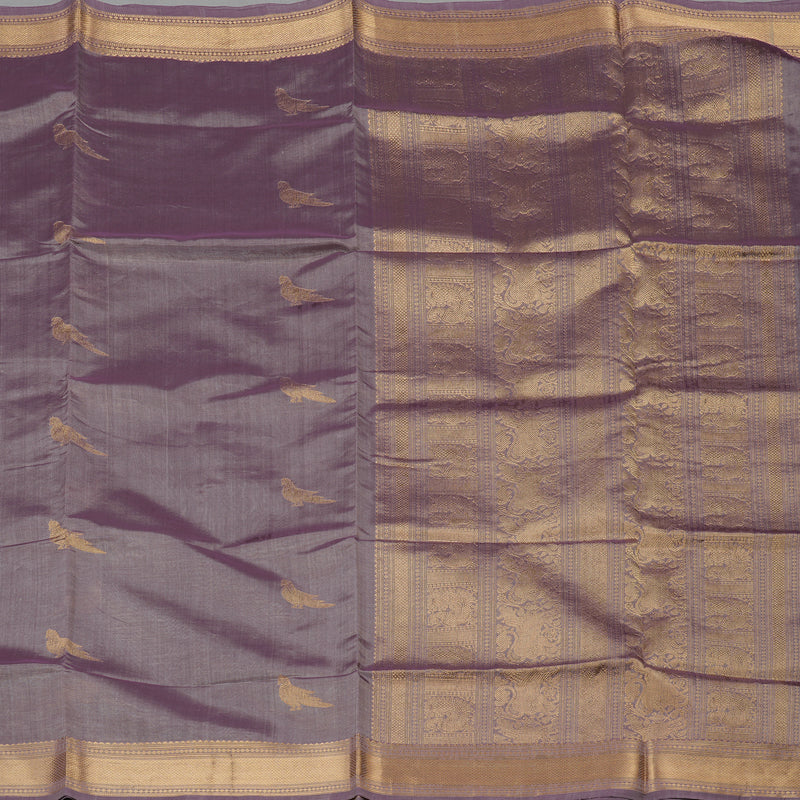 Hayagrivas Dual Tone (Purple & Grey) Pure Kanchi Silk Cotton Saree KBE1390J8-4