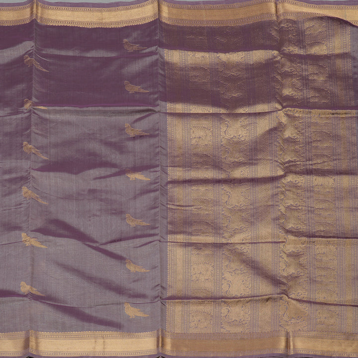 Hayagrivas Dual Tone (Purple & Grey) Pure Kanchi Silk Cotton Saree KBE1390J8-4