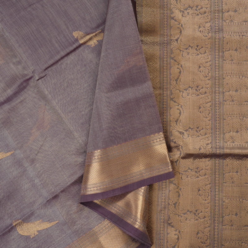 Hayagrivas Dual Tone (Purple & Grey) Pure Kanchi Silk Cotton Saree KBE1390J8-4
