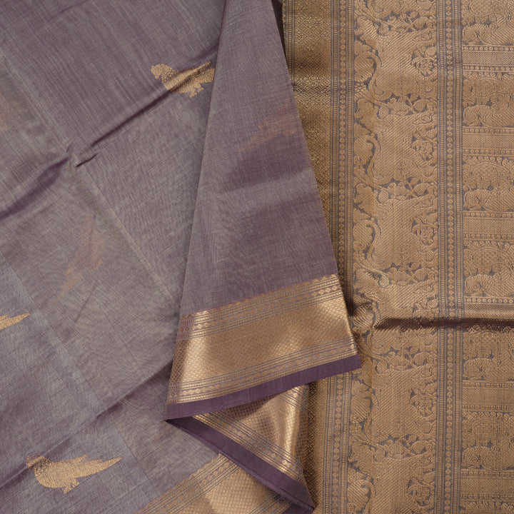 Hayagrivas Dual Tone (Purple & Grey) Pure Kanchi Silk Cotton Saree KBE1390J8-4