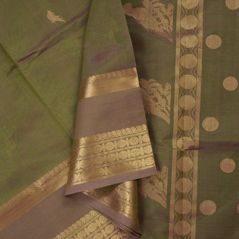 Hayagrivas Dual Tone (Pista Green &Rosewood) Pure Kanchi Silk Cotton Saree KBE1390J9-7