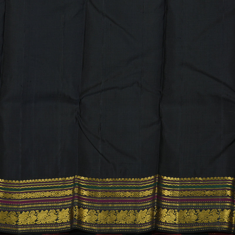 Hayagrivas Handloom Half White Kanjivaram Silk Saree with Multicolour Border KBE1398J1-1