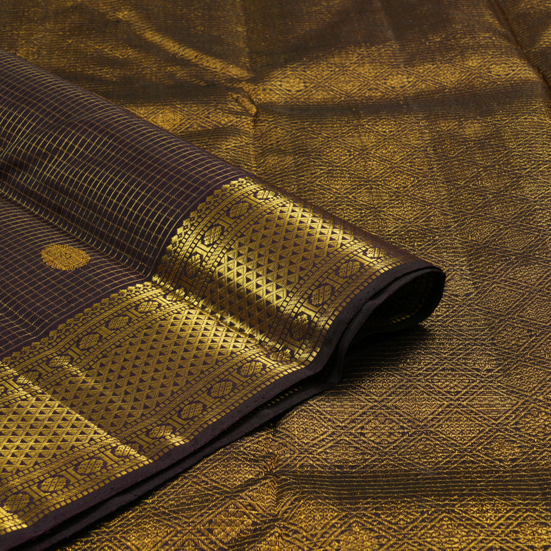 Hayagrivas Handloom Pure Kanjivaram Silk Saree in Opulent Dark Brown KBE13D6-1