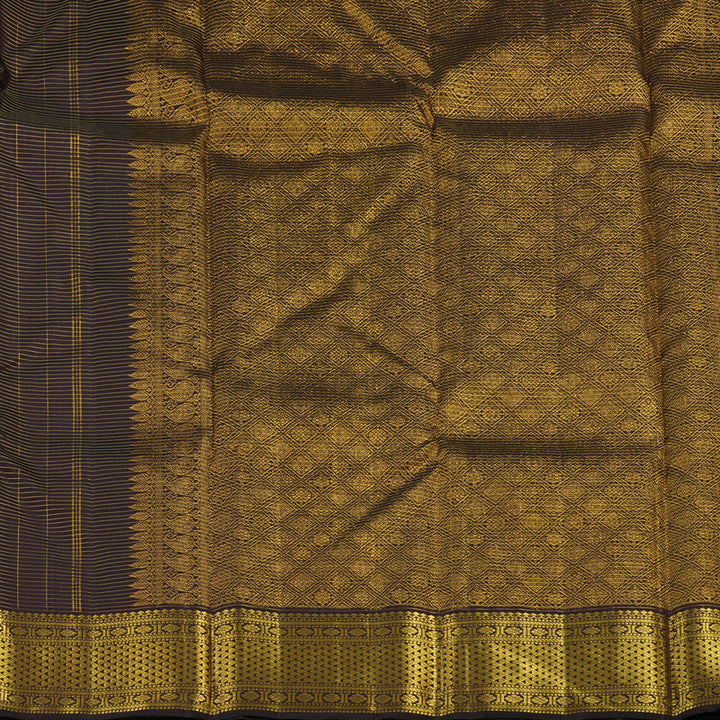 Hayagrivas Handloom Pure Kanjivaram Silk Saree in Opulent Dark Brown KBE13D6-1