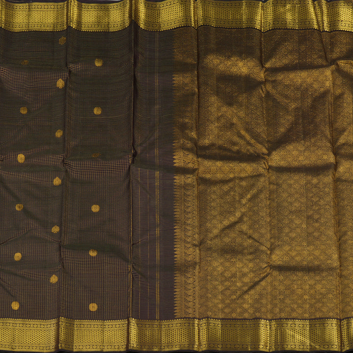 Hayagrivas Handloom Pure Kanjivaram Silk Saree in Opulent Dark Brown KBE13D6-1