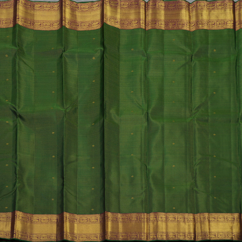 Hayagrivas Handloom Bottle Green Kanjivaram Silk Saree with Wine Purple Border KBE1401J2-1