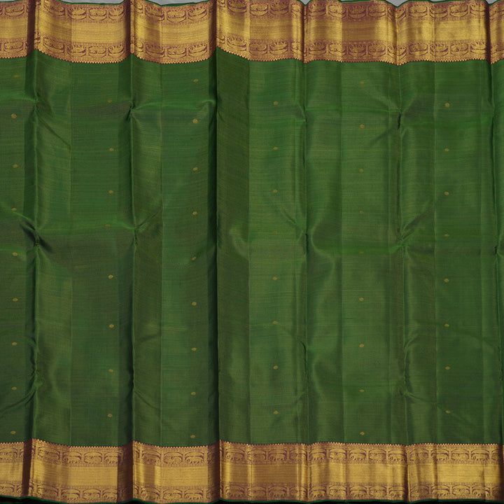 Hayagrivas Handloom Bottle Green Kanjivaram Silk Saree with Wine Purple Border KBE1401J2-1