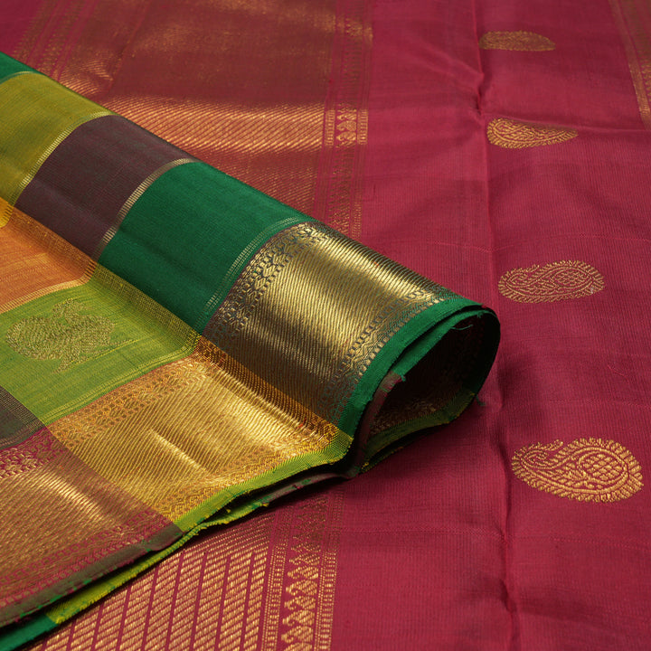 Hayagrivas Handloom Multicolour Checks Kanjivaram Silk Saree KBE1403J1-1
