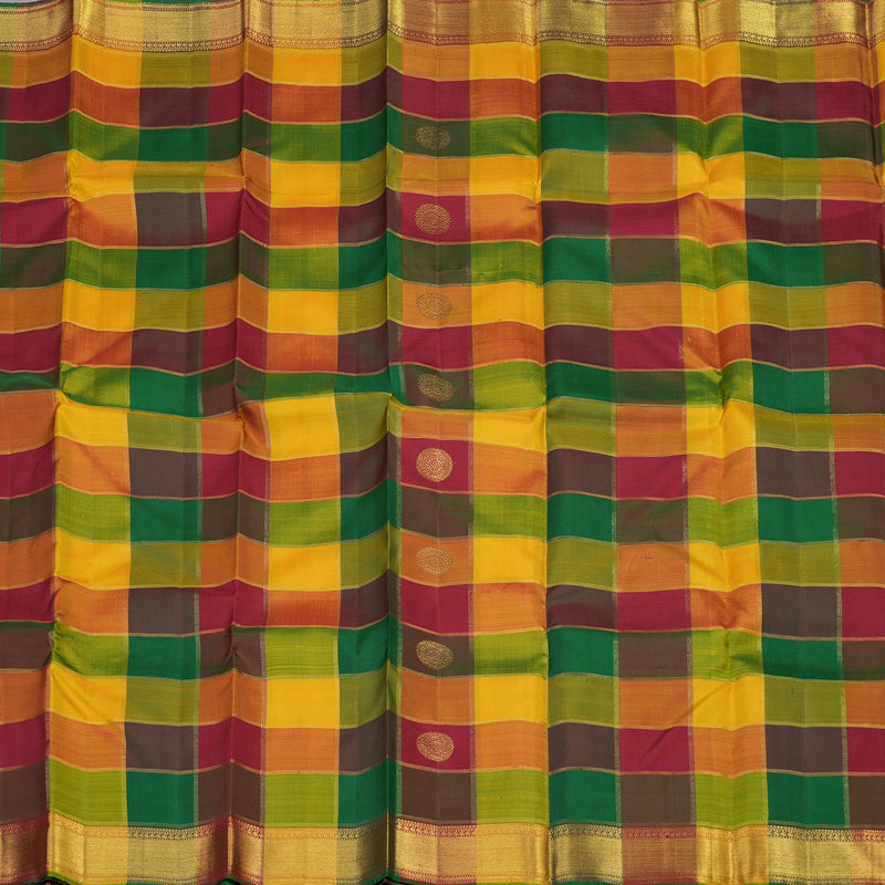 Hayagrivas Handloom Multicolour Checks Kanjivaram Silk Saree KBE1403J1-1