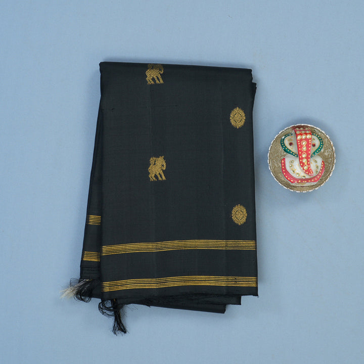 Hayagrivas Handloom Black Kanjivaram Silk Saree KBE1404J4-1