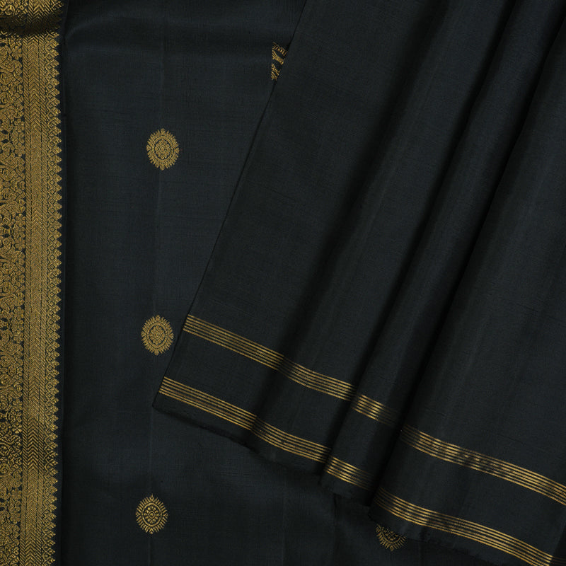 Hayagrivas Handloom Black Kanjivaram Silk Saree KBE1404J4-1