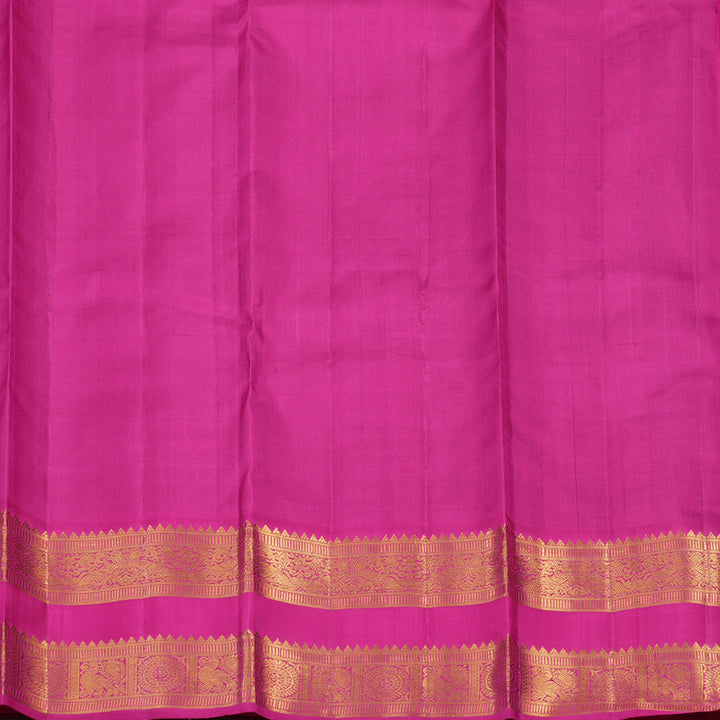 Hayagrivas Handloom Purplish Blue Kanjivaram Silk Saree with Rani Pink border KBE1408J1-1