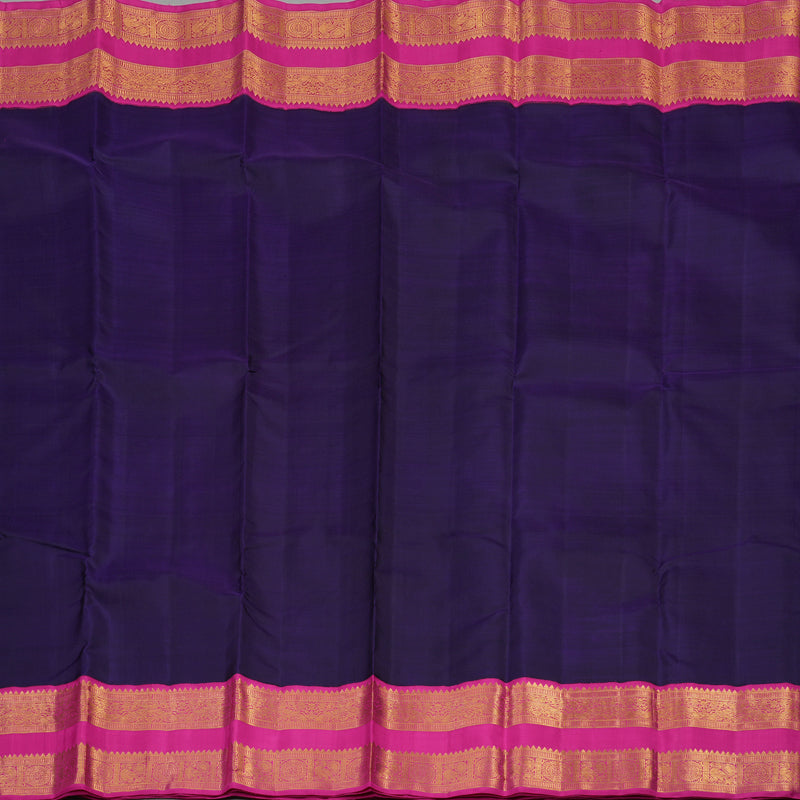 Hayagrivas Handloom Purplish Blue Kanjivaram Silk Saree with Rani Pink border KBE1408J1-1