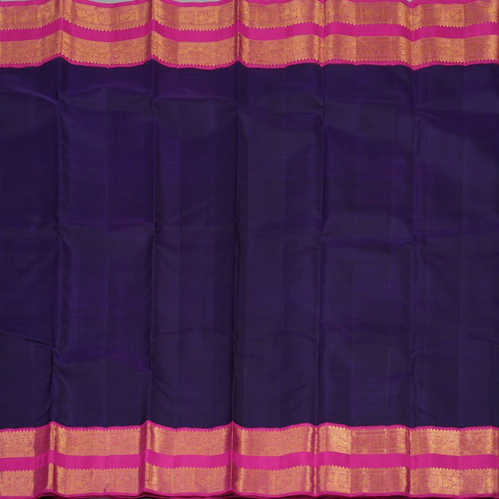 Hayagrivas Handloom Purplish Blue Kanjivaram Silk Saree with Rani Pink border KBE1408J1-1