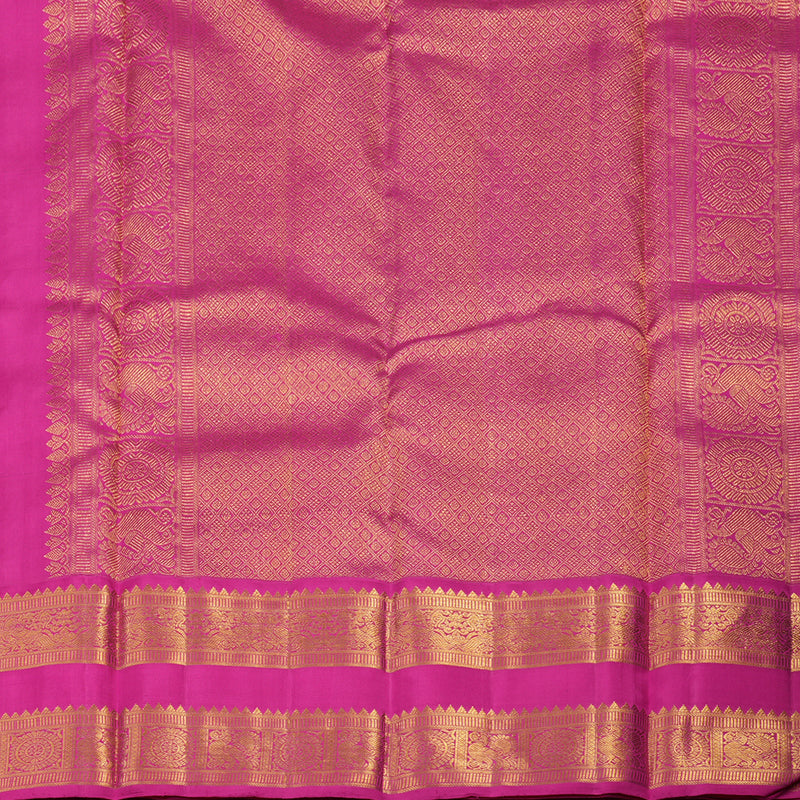 Hayagrivas Handloom Purplish Blue Kanjivaram Silk Saree with Rani Pink border KBE1408J1-1