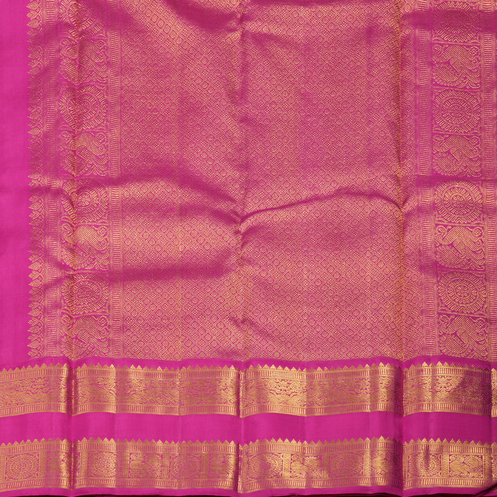 Hayagrivas Handloom Purplish Blue Kanjivaram Silk Saree with Rani Pink border KBE1408J1-1