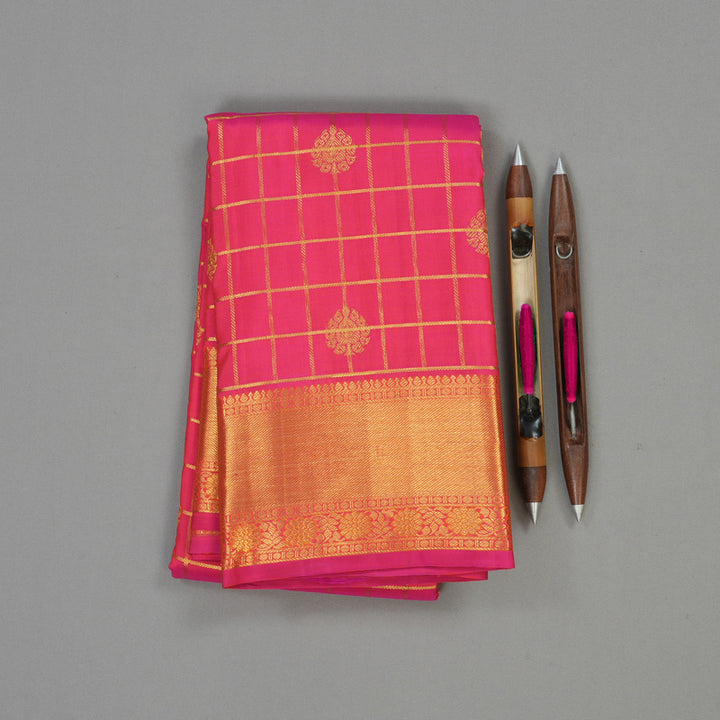 Hayagrivas Handloom Rani Pink Kanjivaram Silk Saree KBE1411J2-1