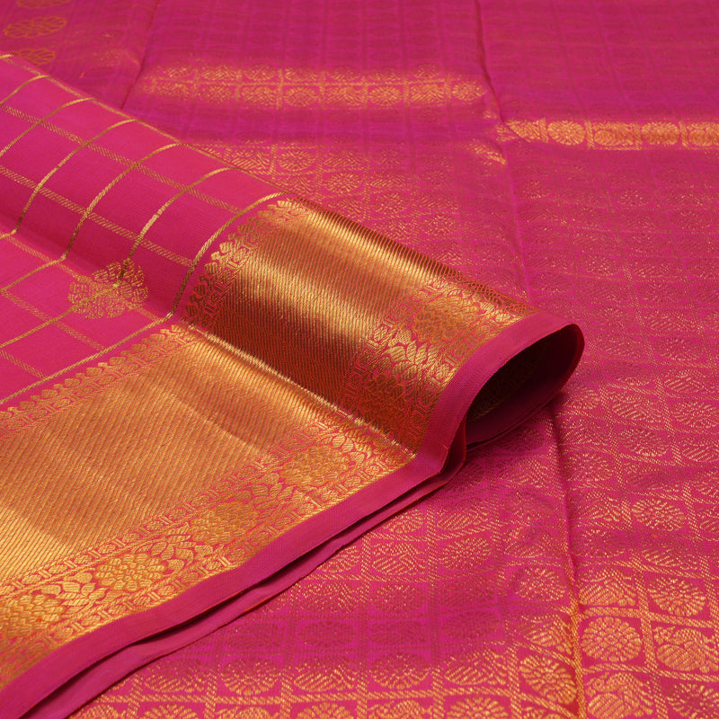 Hayagrivas Handloom Rani Pink Kanjivaram Silk Saree KBE1411J2-1