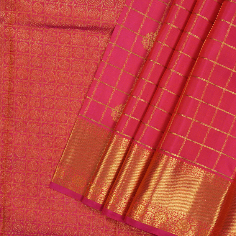 Hayagrivas Handloom Rani Pink Kanjivaram Silk Saree KBE1411J2-1