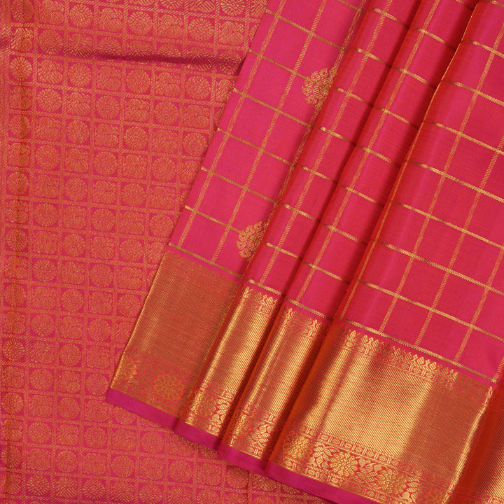 Hayagrivas Handloom Rani Pink Kanjivaram Silk Saree KBE1411J2-1