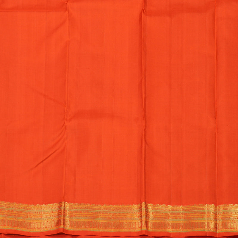 Hayagrivas Handloom Fluorescent Green Kanjivaram Silk Saree with Orange Border KBE1412J1-1