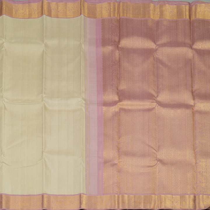 Hayagrivas Handloom Cream Shade Kanjivaram Silk Saree with Rosewood Pink Border KBE1414J1-3