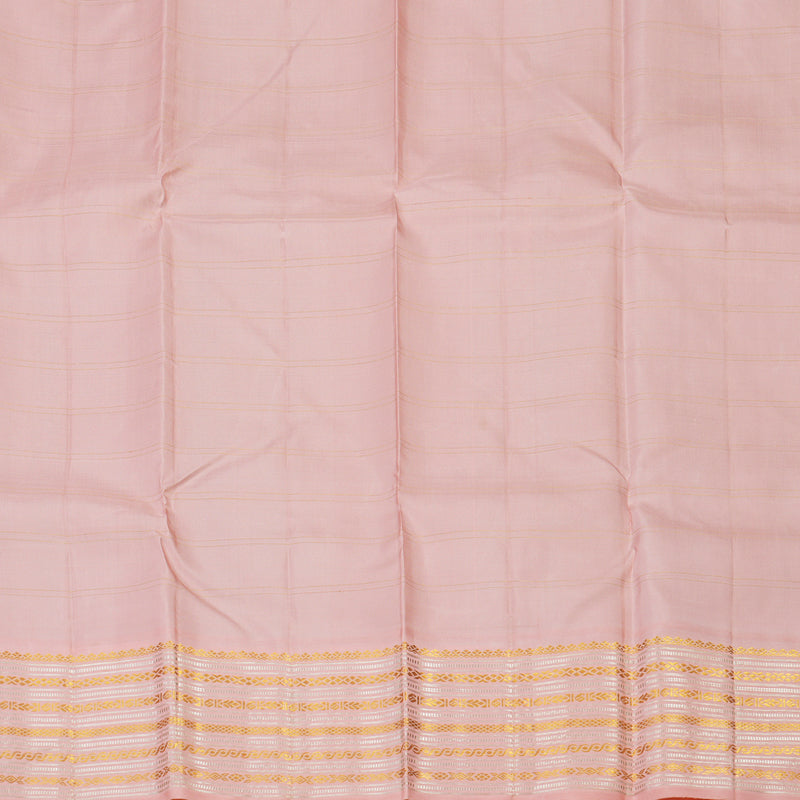 Hayagrivas Handloom Sage Green Kanjivaram Silk Saree with Baby Pink Border KBE1417J2-1