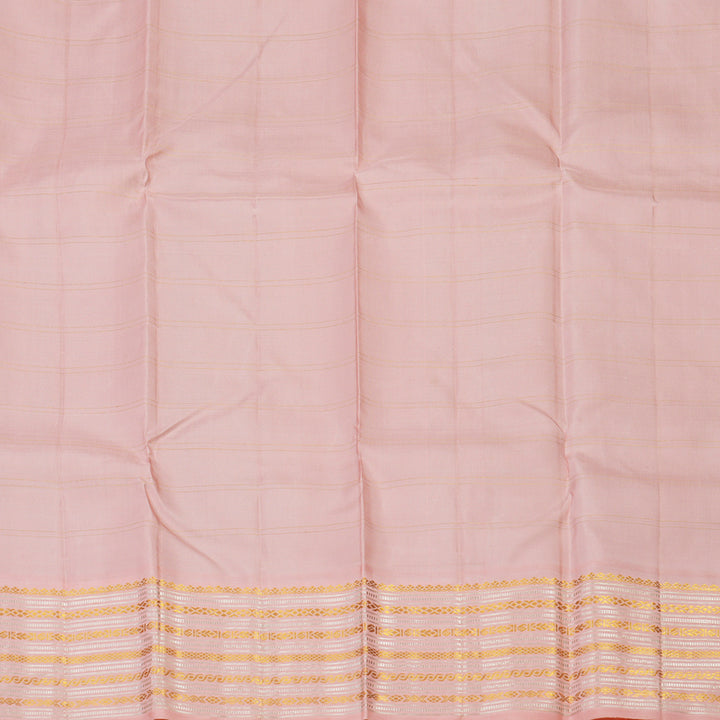 Hayagrivas Handloom Sage Green Kanjivaram Silk Saree with Baby Pink Border KBE1417J2-1