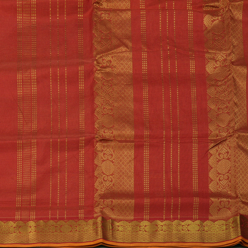Hayagrivas Handloom Red Ten Yards Kanjivaram Silk Cotton Saree KBE141D3-4