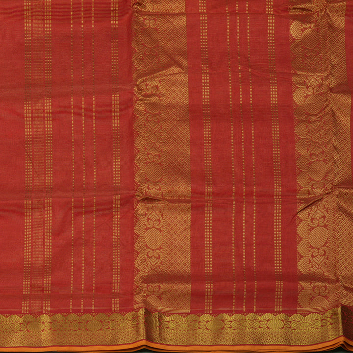 Hayagrivas Handloom Red Ten Yards Kanjivaram Silk Cotton Saree KBE141D3-4