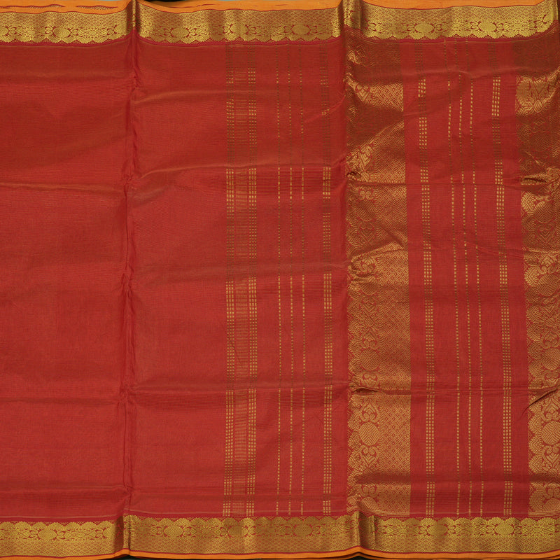 Hayagrivas Handloom Red Ten Yards Kanjivaram Silk Cotton Saree KBE141D3-4